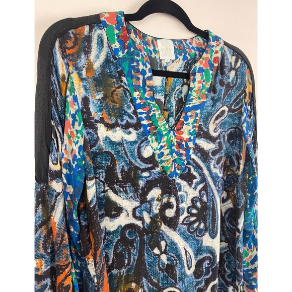 Tryb Anthropologie Womens Silk Blouse S Wearable Art Artsy‎ Boho Lagenlook Flowy - Picture 2 of 6